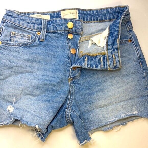 Universal Thread Vintage Midi Button-Up Fly High Rise Jean Denim Shorts Sz 2/26R - Picture 2 of 6